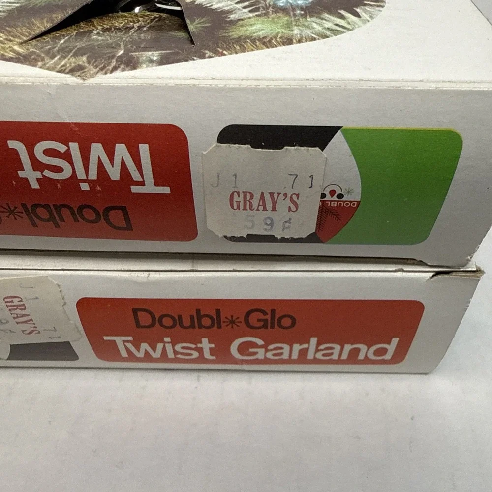 2 NOS Doubl Glo Silver Tinsel‎ Twist Garland 18 Feet 6 Yards 1 1/3 Inch Wide